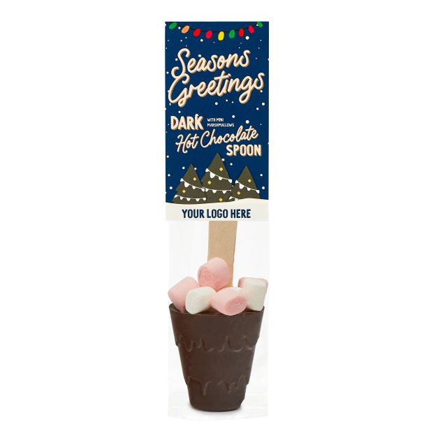 Winter Collection `25 – Eco Info Card – Hot Choc Spoon – Dark Chocolate – Mini Marshmallows